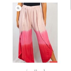 NWOT 3X White Birch Wide Leg Side Slit Ombre Pants